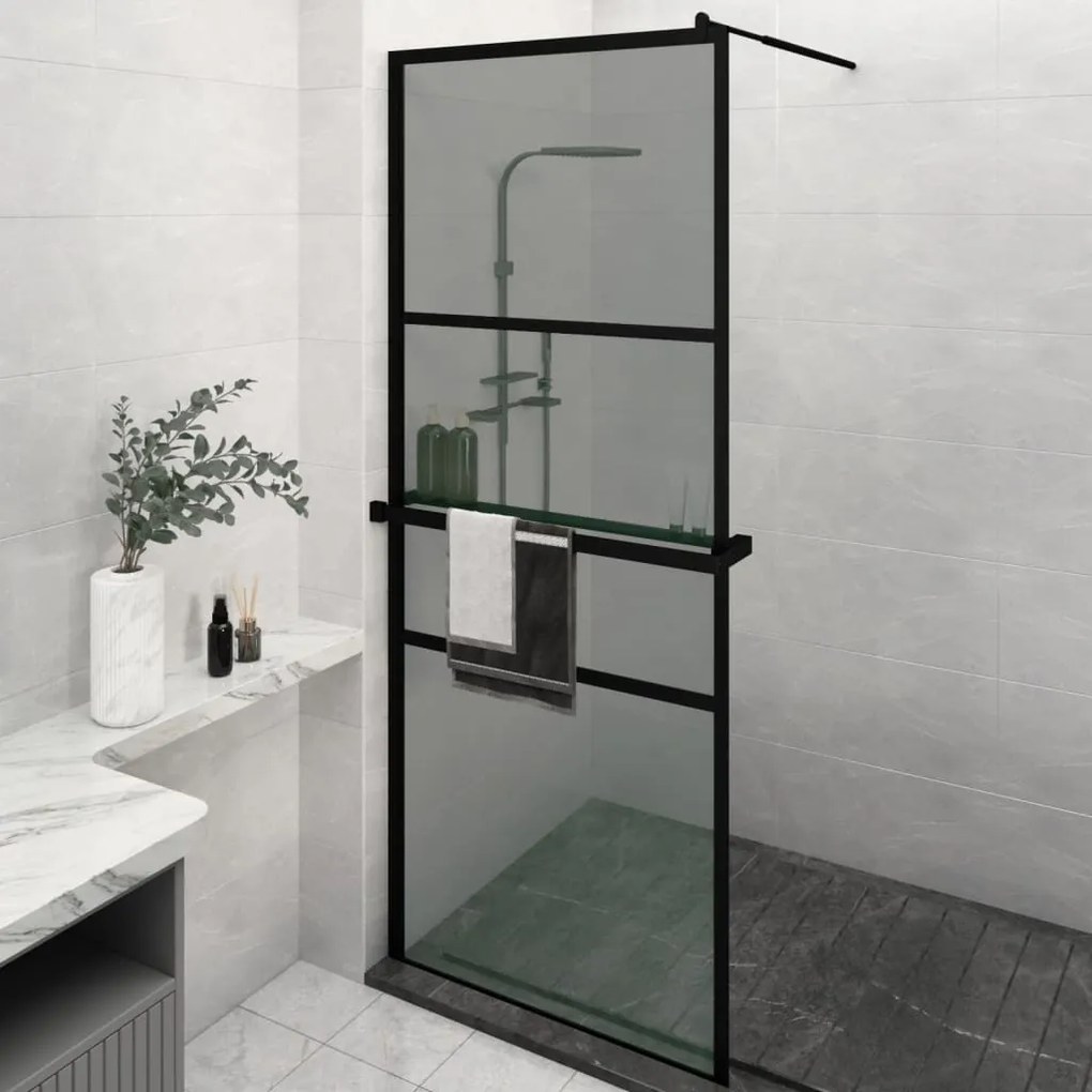 Parete Doccia Walk İn Mensola Nera 80x195cm Vetro Esg Alluminio /