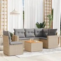 Set Divano da Giardino 6 pz con Cuscini Beige Misto Polyrattan 3256458