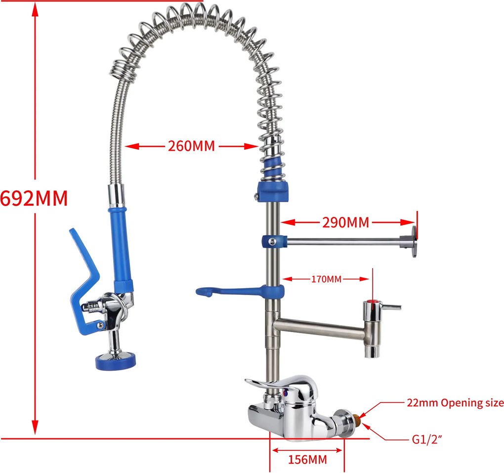 Rubinetto da cucina a parete ELITE EDITION PRO1815, cromato lucido con doccetta estraibile