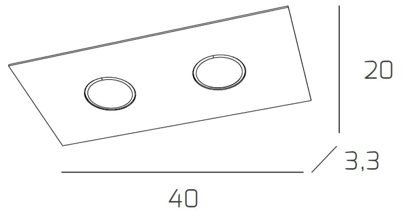 Plafoniera Moderna Rettangolare Path Vetro Foglia Argento 2 Luci Gx53