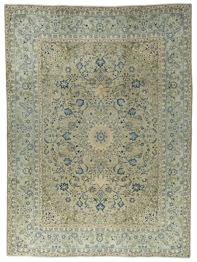 Kashan Tappeto persiano 420 x 310 Verde (Iran) Annodato A Mano