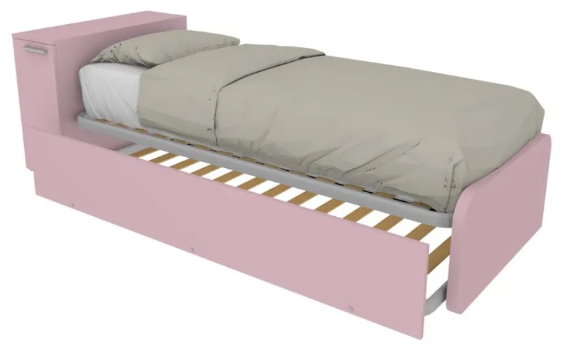 964RK - Letto cameretta 80x190 singolo con elemento contenitore in testata e secondo letto estraibile