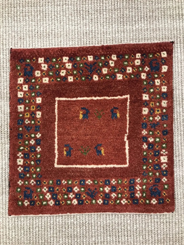 Gabbeh Tappeto 40 x 40 Rosso (Iran) Annodato A Mano