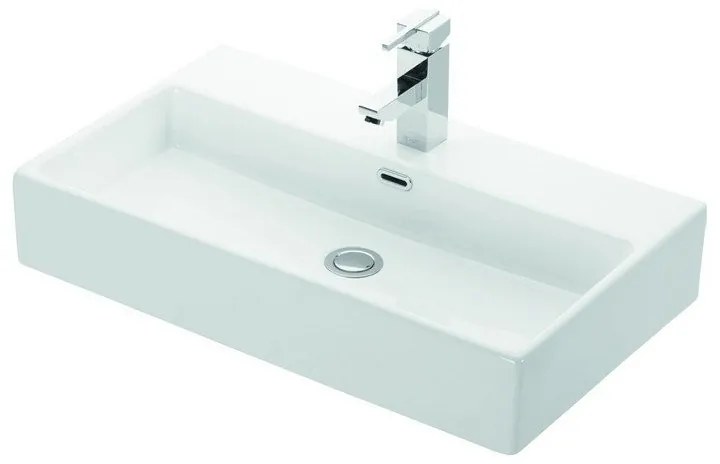 Kamalu - lavabo sospeso 70 cm squadrato in ceramica bianca | litos-df70