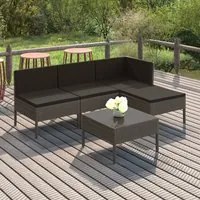 Set Divani da Giardino 5 pz con Cuscini in Polyrattan Grigio 3094366