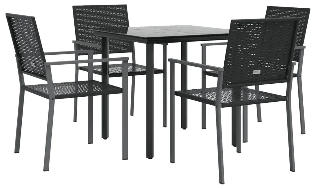 Set da pranzo da giardino 5 pz in polyrattan e acciaio