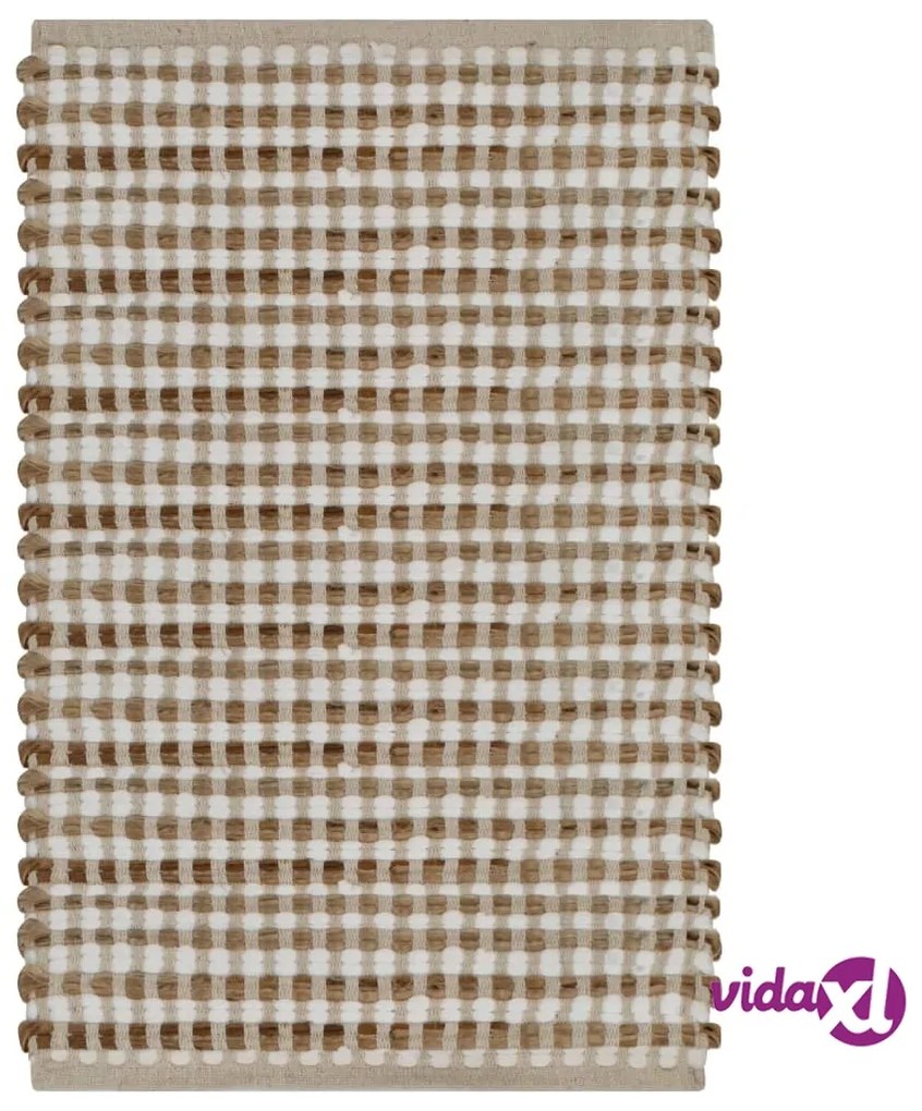 vidaXL Set Tappeti in Iuta Intrecciati a Mano Naturale e Bianco