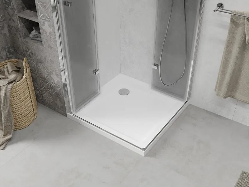 Mexen Lima Duo cabina doccia pieghevole 90 x 90 cm, trasparente, cromo + piatto Flat - 856-090-090-01-02-4010