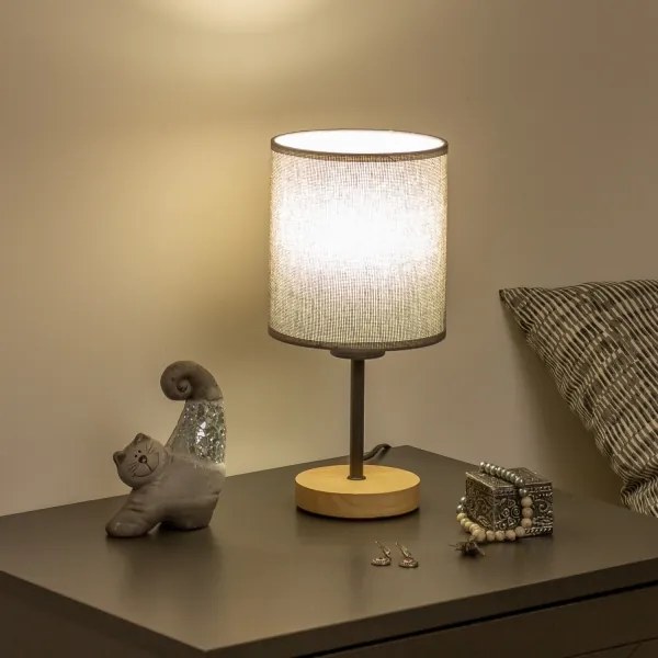 Brilagi - Lampada da tavolo NUBILA WOOD 1xE27/25W/230V quercia/grigio