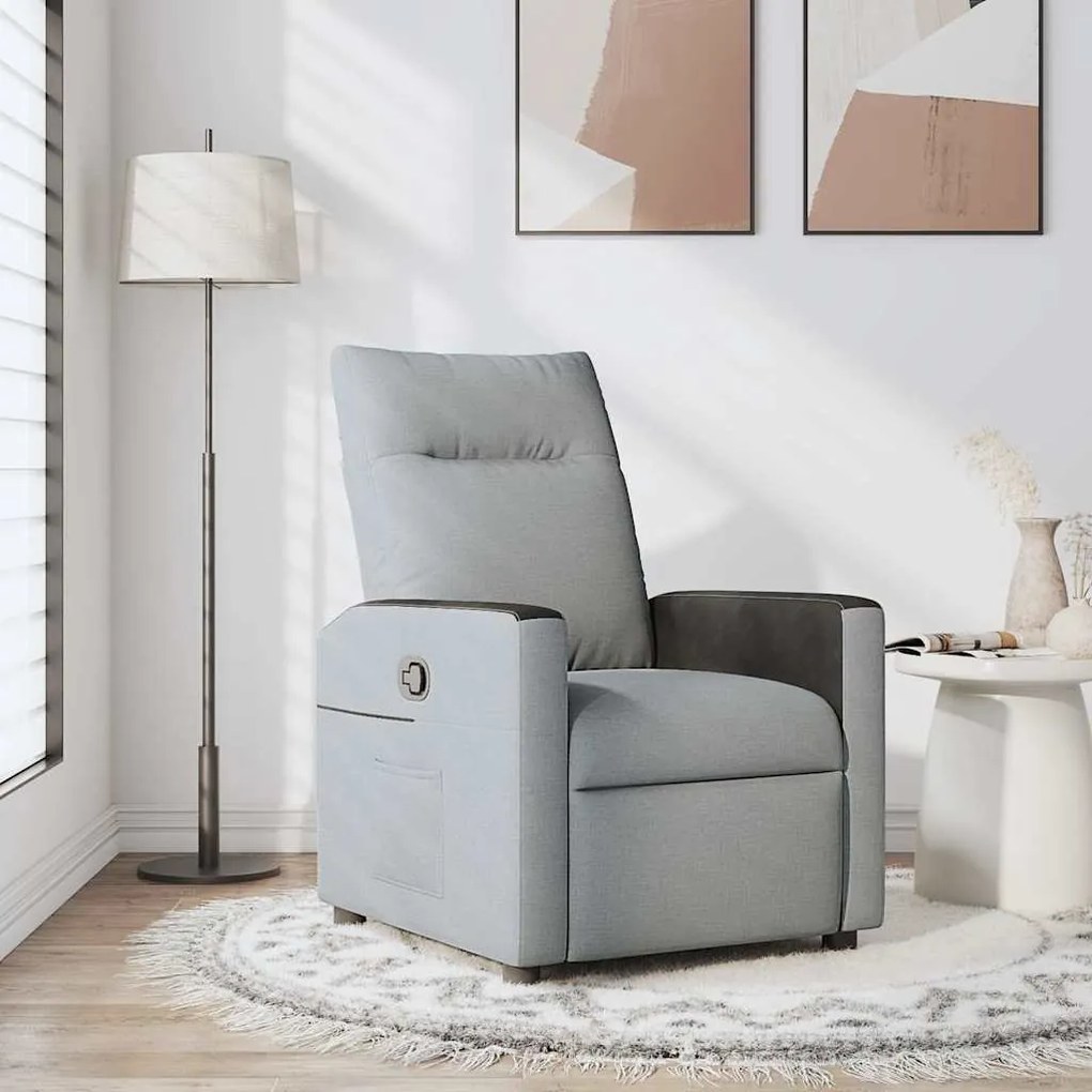 Poltrona Reclinabile İn Tessuto Grigio Chiaro /