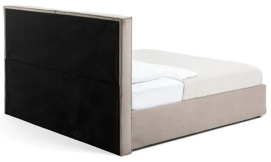 Letto matrimoniale imbottito grigio tortora con contenitore con rete inclusa 180x200 cm Thessa Bold – Bonami Selection