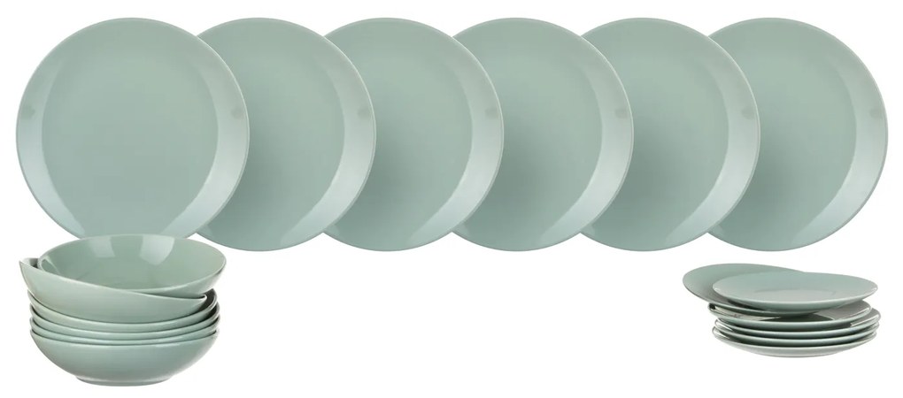 Servizio 18 piatti menta in ceramica Colorama