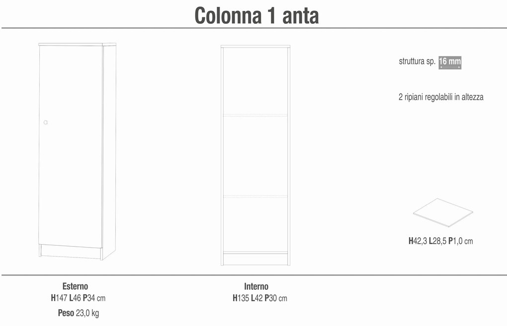 AGAVE - mobile colonna portaoggetti ad un'anta