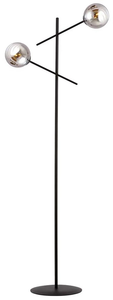 Piantana Contemporaneo Yama Acciaio Nero Grigio 2 Luci E14 Ip20