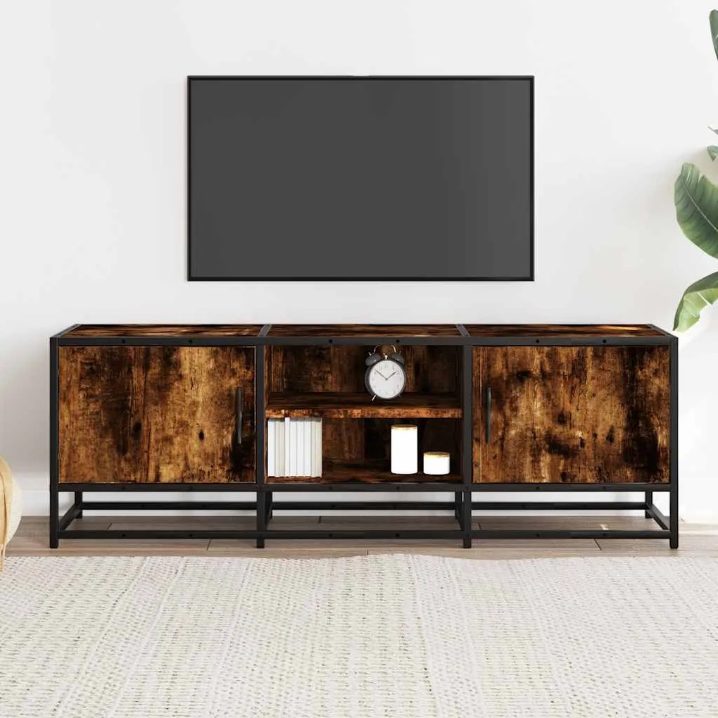 Mobile tv rovere fumo 120x35x41 cm legno multistrato e metallo