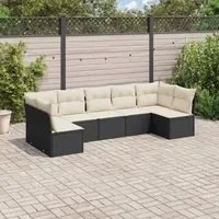 Set Divani da Giardino con Cuscini 7pz Nero Polyrattan 3217426