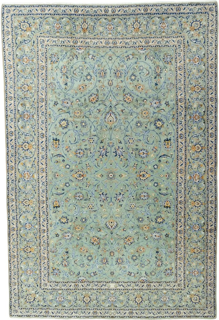 Kashan Tappeto persiano 270x400 Verde (Iran) Annodato A Mano