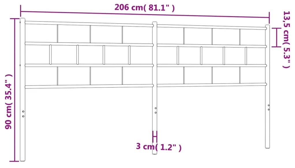 Testiera in Metallo Nero 200 cm