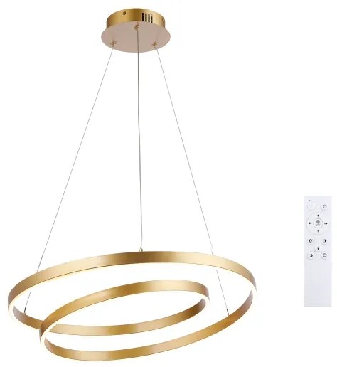Brilagi-LED Lampadario dimmerabile a sospensione con cavo TWISTER LED/48W/230V Ø 50 cm oro + telecomando
