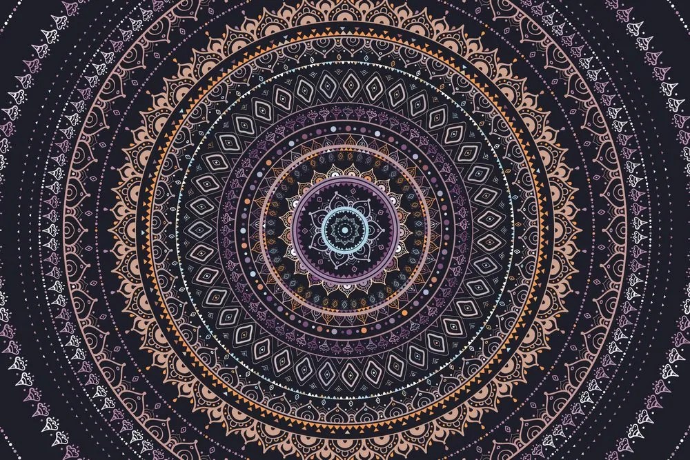 Carta da parati – Mandala con motivo solare in tonalità viola