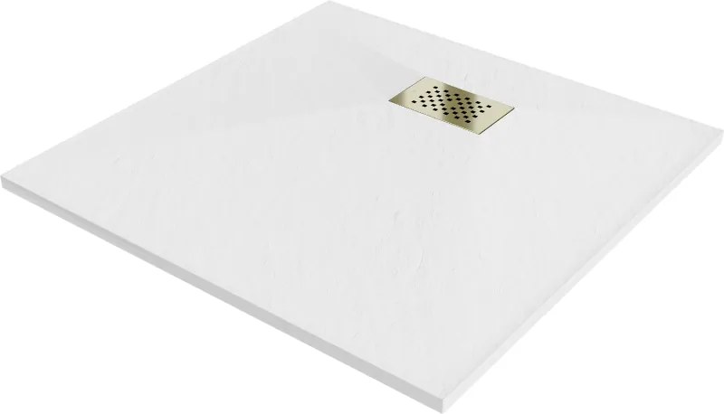 Mexen Hugo piatto doccia quadrato SMC 80 x 80 cm, bianco, copertura dorata - 42108080-G
