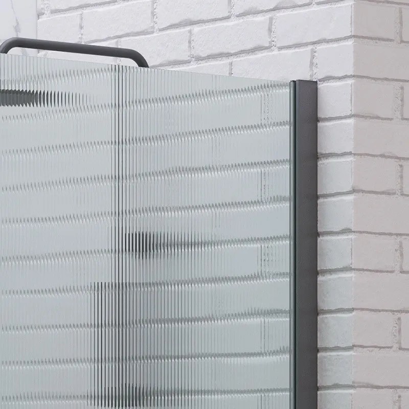 Doccia walk in 80 cm vetro scanalato e profilo gun metal | KW-100GMFL - KAMALU