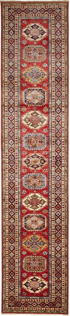 Kazak Tappeto orientale 400 x 80 Rosso (Pakistan) Annodato A Mano