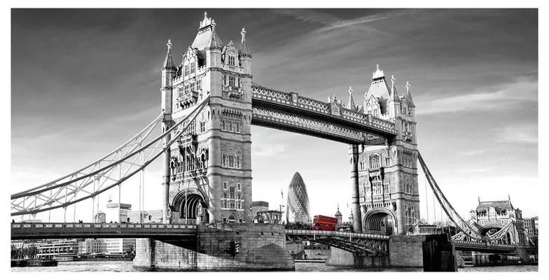 Stampa su tela London tower bridge b&w, multicolore 190 x 90 cm