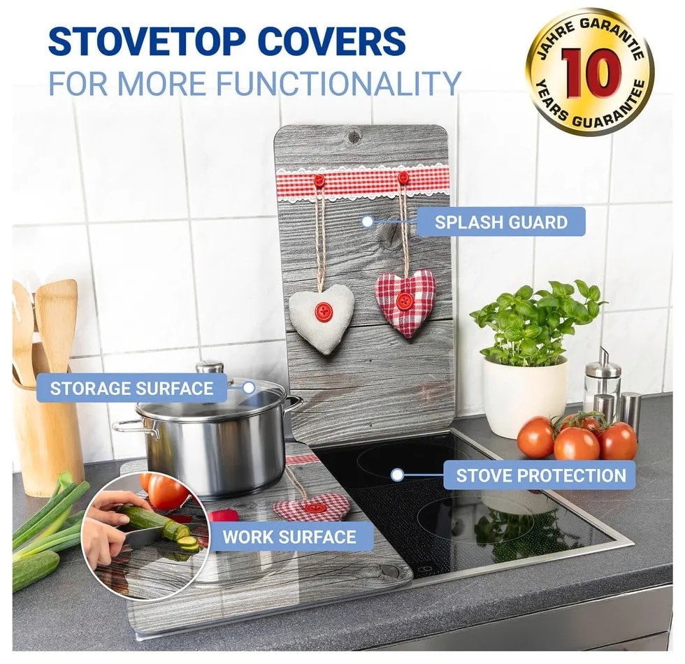 Set di 2 coperchi in vetro per stufa Heart, 52 x 30 cm Hearts - Wenko