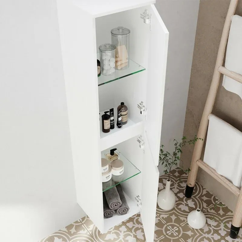 Pensile bagno sospeso bianco lucido H 136 cm ante reversibili soft-close Easy