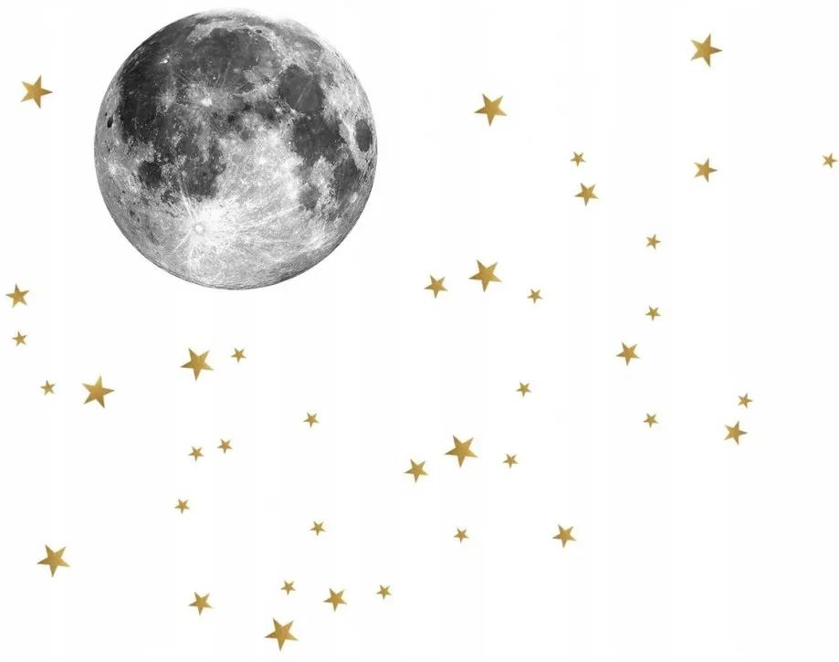 Adesivo murale originale - luna e stelle dorate 45 cm