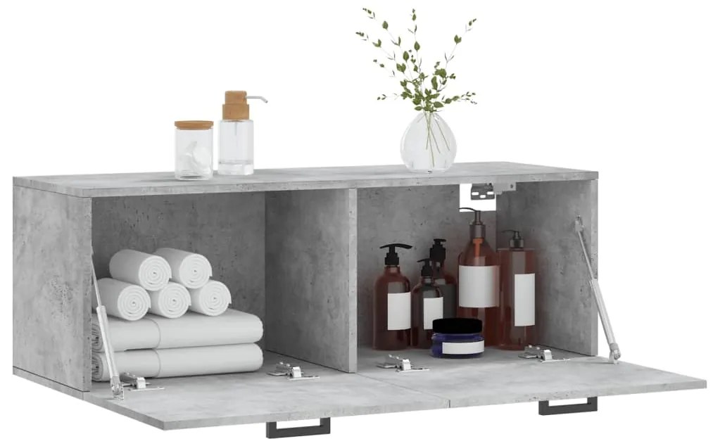 Mobile a parete grigio cemento 100x36,5x35 cm legno multistrato