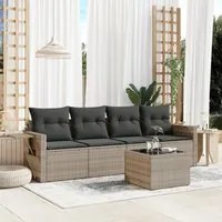 Set Divano da Giardino 5pz con Cuscini Grigio Chiaro Polyrattan 3219891