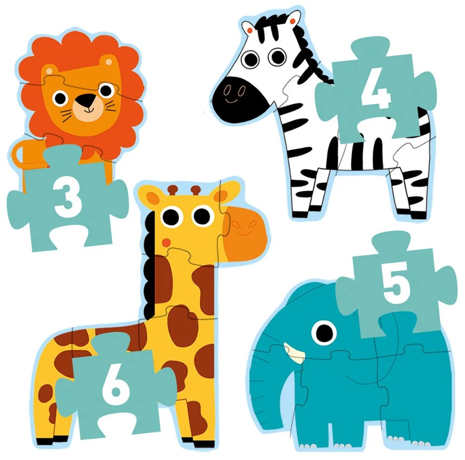 Set di 4 puzzle - Giraffa e amici