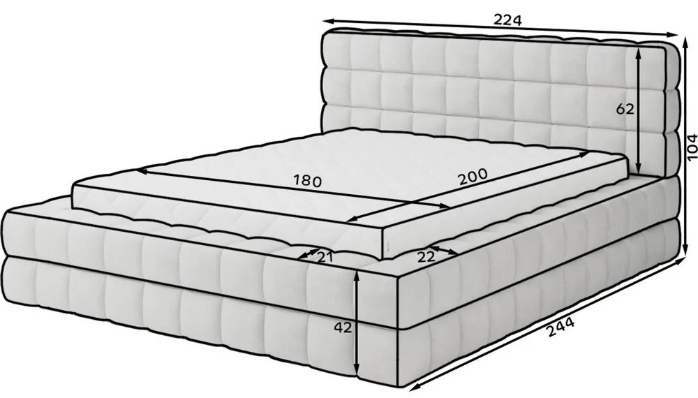 Letto matrimoniale imbottito marrone chiaro con contenitore e rete inclusi 180x200 cm Dizzle – ELTAP