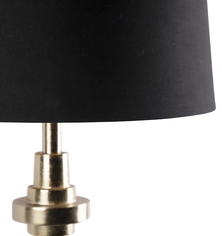 Lampada da tavolo Art Déco oro e nero con paralume in cotone 45 cm - Diverso