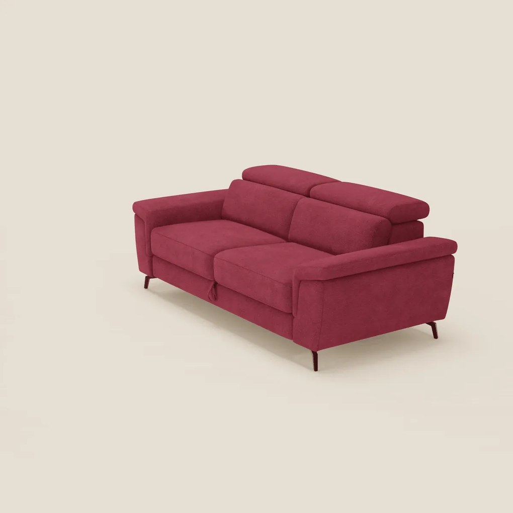Estro Divano 3 posti con pouf estraibile - poggiatesta reclinabili in tessuto impermeabile T14 rosso