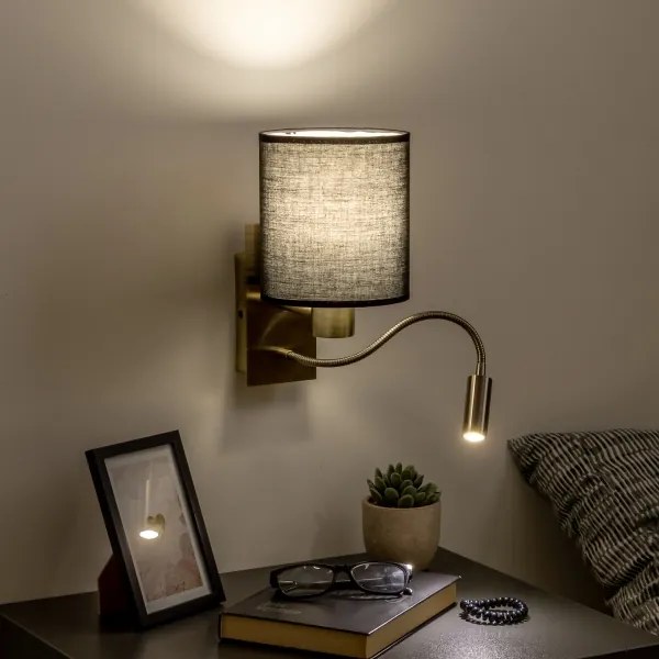 Brilagi - Applique a LED NUBILA 1xE27/25W/230V + LED/3W ottone/nero