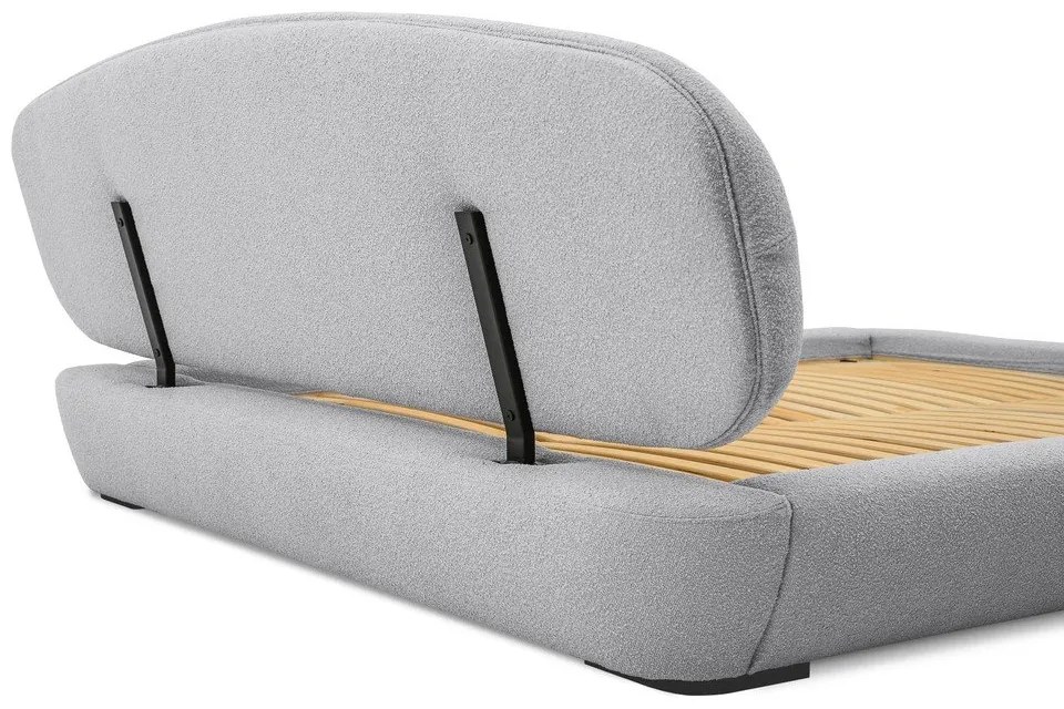 Letto matrimoniale imbottito grigio con doghe in legno 160x200 cm Odette - Scandic