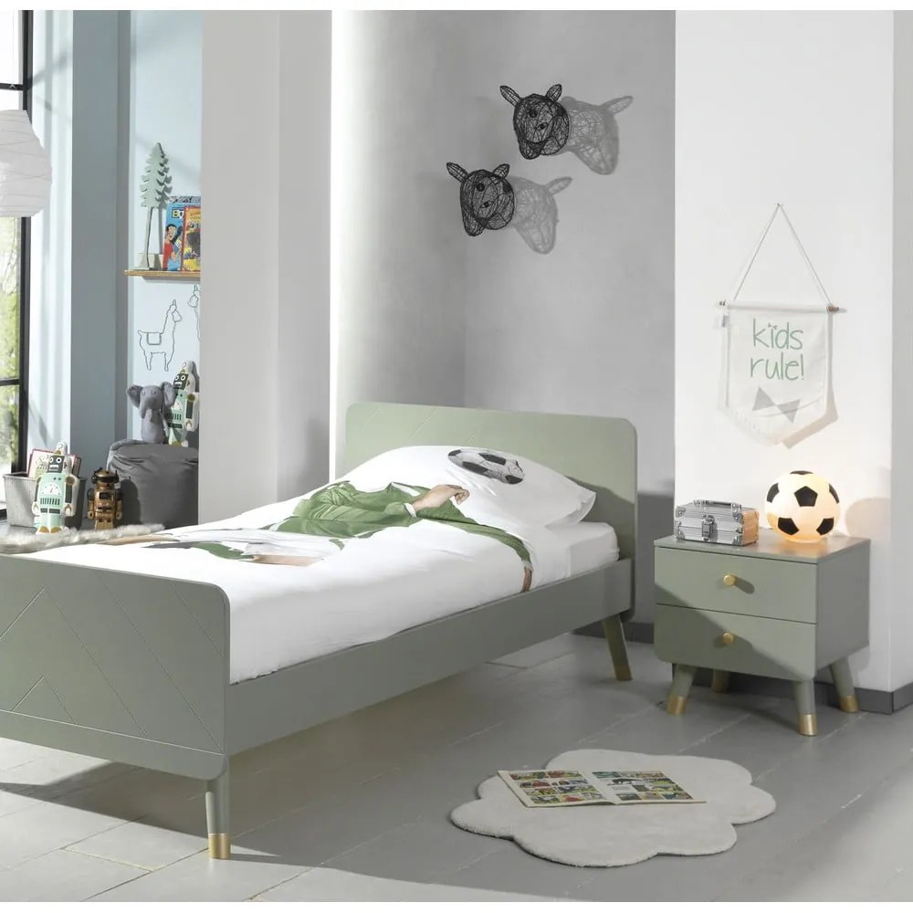 Comodino per bambini verde oliva in legno di pino Billy - Vipack