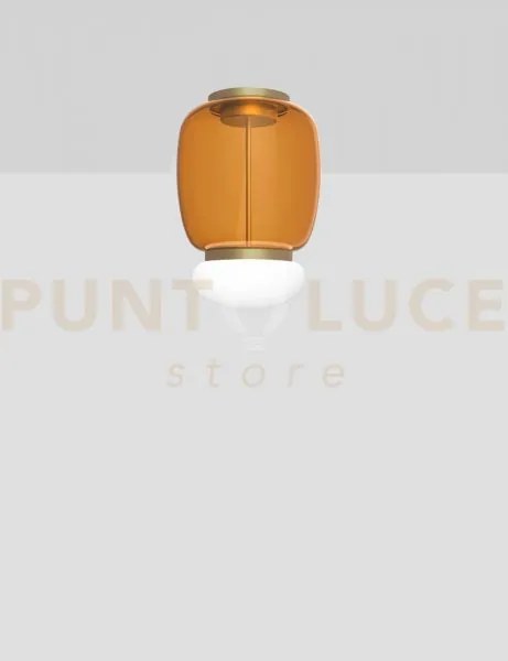 Faro lampada da soffitto g ambra scura bianco ottone verniciato l22...
