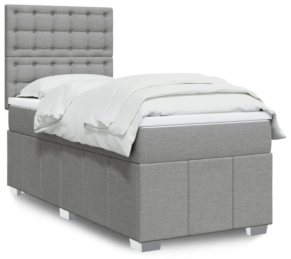 Giroletto A Molle Con Materasso Grigio Chiaro 90x190 Cm Tessuto /