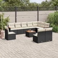 Set Divani da Giardino 11 pz con Cuscini in Polyrattan Nero 3226077