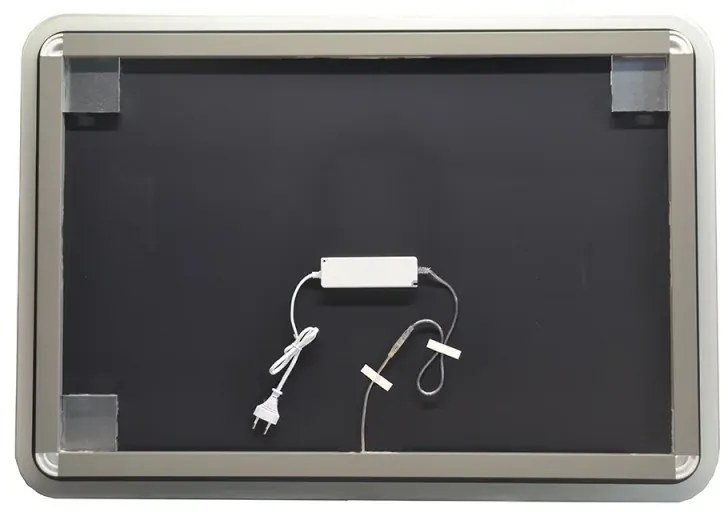 Specchio retroilluminato LED 80x60 installazione reversibile e angoli tondi