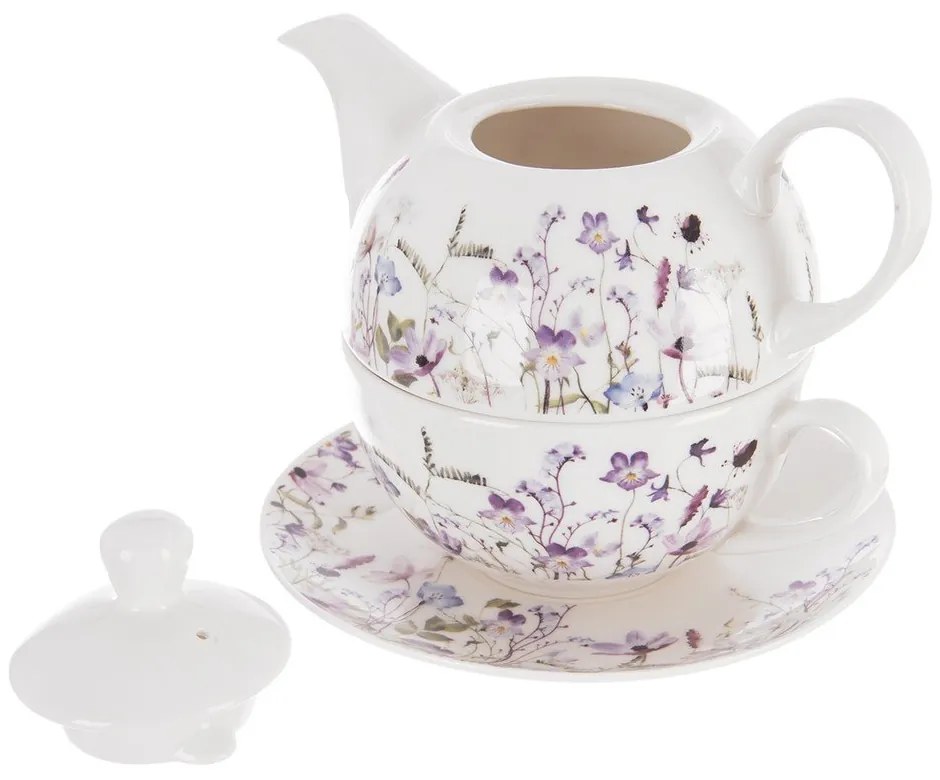 Set da tè bianco/viola in porcellana Louka – Orion