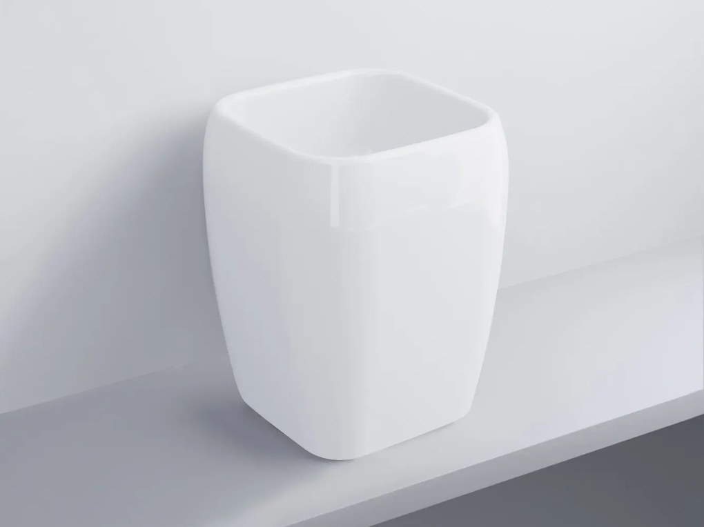 Cielo Shui Lavabo 36x36 da appoggio mezza colonna in ceramica bianco lucido