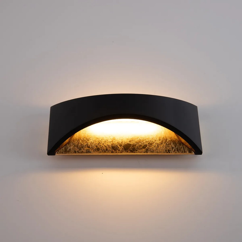 Applique da parete moderna nera con oro incluso LED - Ambor