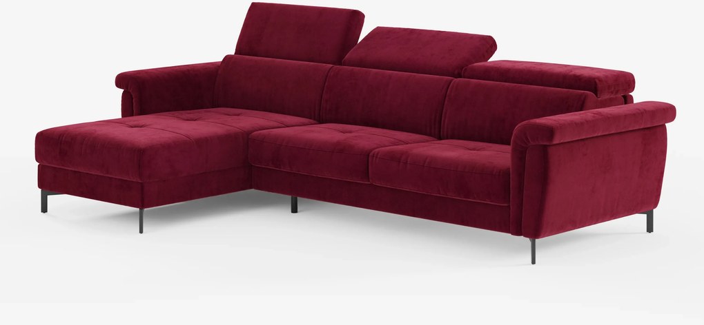 Capri Divano letto angolare con penisola contenitore e poggiatesta reclinabili - elegante tessuto smacchiabile T30