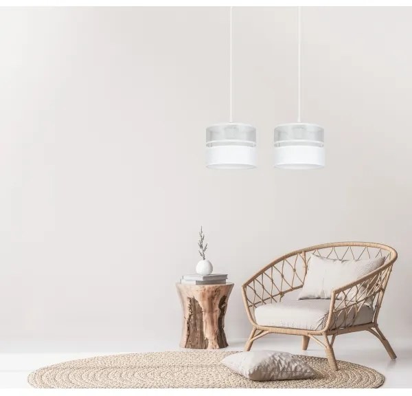 Lampadario a sospensione con filo LIMA 2xE27/60W/230V argento/bianco