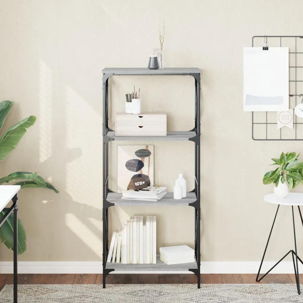 Libreria 4 Ripiani Grigio Sonoma 59x35x132cm Legno Multistrato /